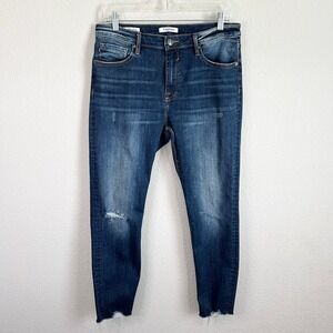 Vigoss Marley Jeans Women's 32 Skinny Leg Mid Rise Distressed Dark Wash Stretch